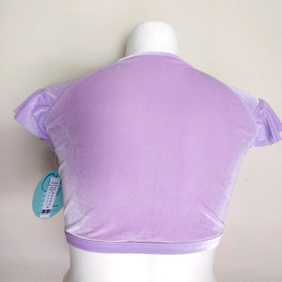 VELVET LILAC ZIP FRILL SLEEVE BIKINI TOP sz 16 - Picture 8 of 10